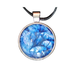 Bijou bleu motif végétal fait main – Bout D’univers 3B3