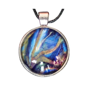 Bijou doré bleu motif arbre céleste – Bout D’univers B20