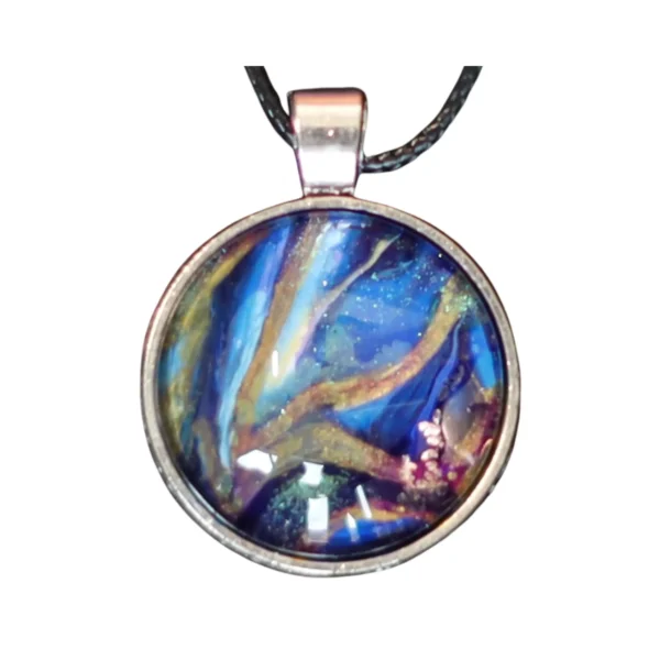 Bijou doré bleu motif arbre céleste – Bout D’univers B20