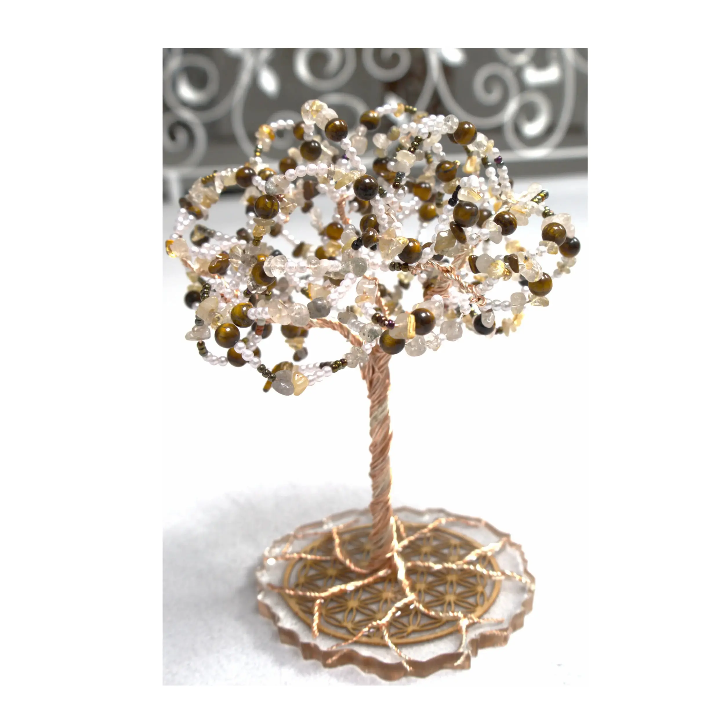 Arbre de vie décoratif œil de tigre citrine