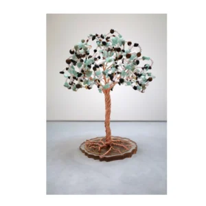 Arbre de vie décoratif jade citrine tourmaline œil de tigre – symbole d’ancrage et de renouveau