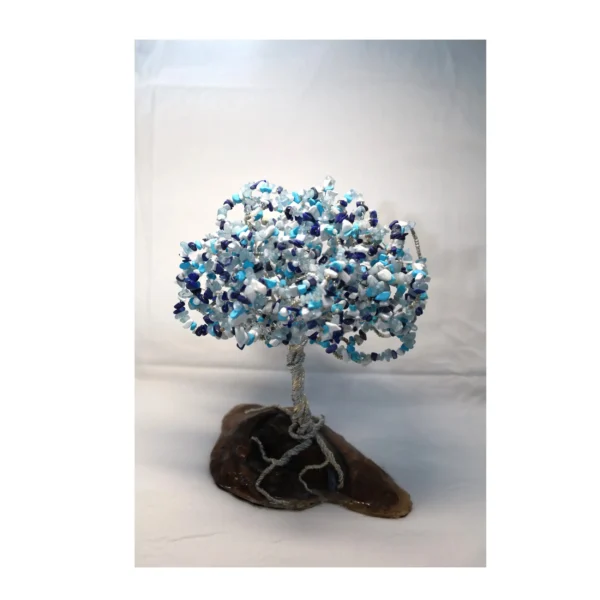 Arbre de vie décoratif howlite turquoise lapis lazuli quartz – tableau mural d’intuition et de sérénité