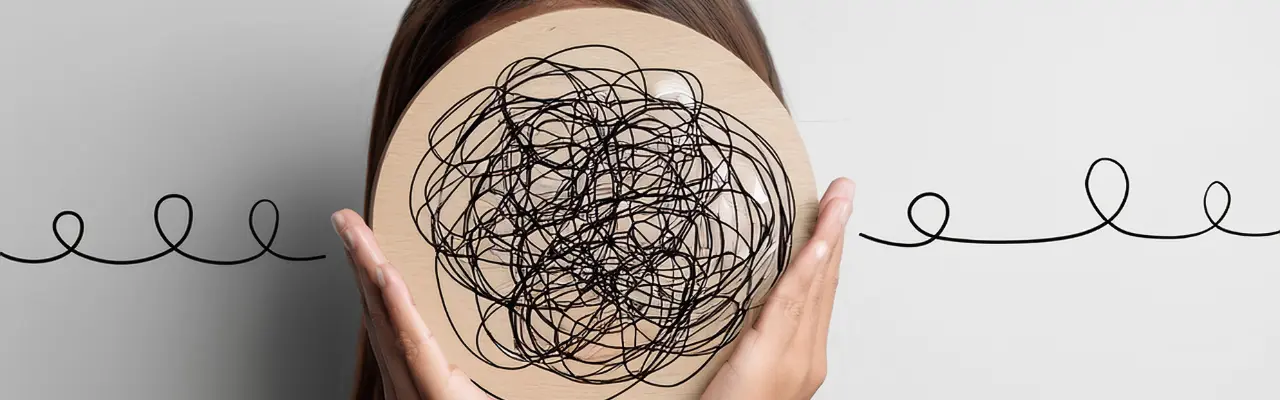 Schéma visuel de la confusion et de l'enchevêtrement des pensées (brouillard mental).